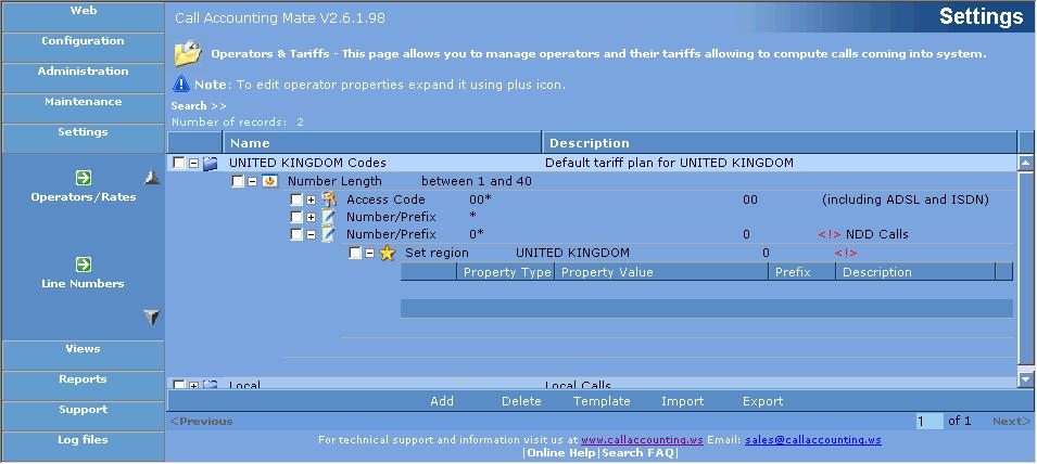 3. If you would like to add unique rates for specific city codes or phone numbers then skip ahead to step 4.