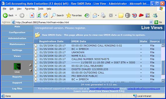 6.1 Verifying CAM is Collecting Telephone Records The CAM software contains a call record collection monitoring tool which lets you view CDR/SMDR records as they are generated.