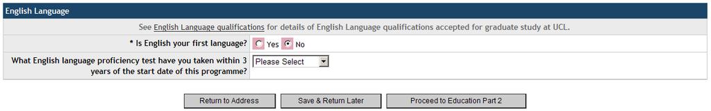 If you are currently taking a qualification use the Qualifications Currently Being Taken Section If English