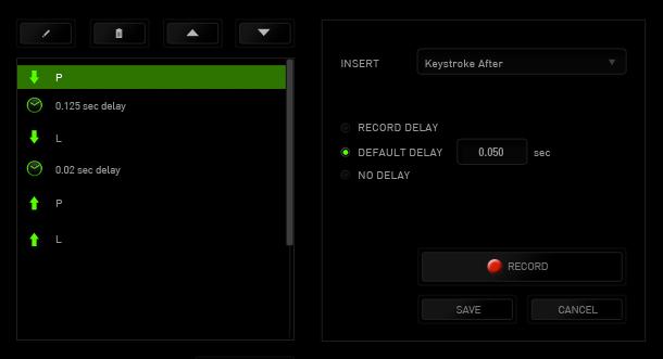 You may add in a new set of macro commands by clicking the button on the keystroke menu;
