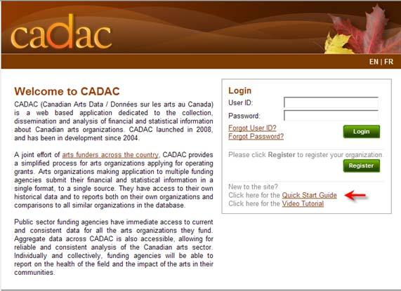 Login Quick Start Guide For an overview of CADAC and information on how to register, download the Quick Start Guide.