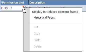 Related Content menu The field-level popup menu, which appears when