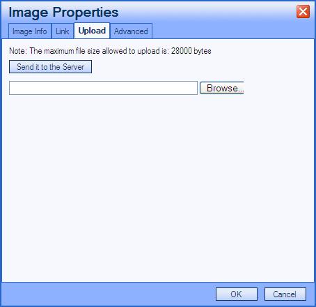 Chapter 4 Using PeopleSoft Application Pages Image Properties: Upload tab When you click the Image button, the Image Properties dialog box appears with the Upload tab activated.