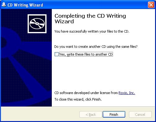 File Writing Progress Screen - Windows XP File Burning Progress Screen - Windows 7 Figure 33. CD Writing/Burning Progress screen f.