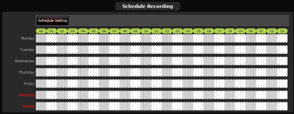 4 Recording 4.1 Scheduled Recording Schedule recording allows the user to preset recording schedule on selected IP camera.