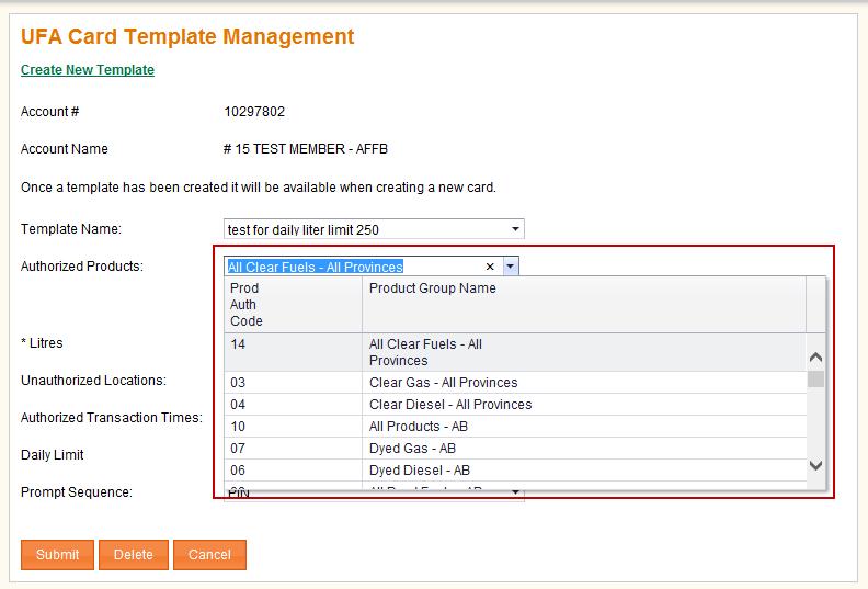 You may revise the following fields when editing a card template: Template Name enter name to identify the template.