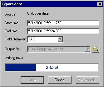 Exporting Data and VI Logger Databases 5 Exporting Data You can export VI Logger data to a.txt or.html file to publish to the Web and to DIAdem.