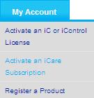 1. Login to the METTLER TOLEDO AutoChem Community Web site. 2. Click Activate an icare Subscription from the My Account tab.
