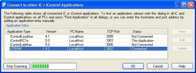 NOTE: If an application connection cannot be made, the Application Type column entry is Unknown. Please refer to Getting PCs to Communicate (TCP/IP) on page 33.
