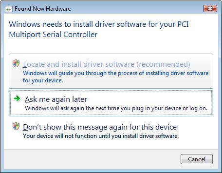 B&B Electronics ExpressCard Serial Adapter User s Manual Installing Installing under Windows Vista Follow these steps to install the adapter under Windows Vista.