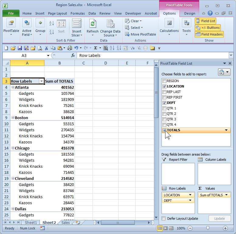 Microsoft Excel: Tips, Tricks & Techniques Adding Fields Add fields to a pivot table to specify the data you want to display.
