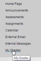 Accessing Your Grades To access your course grades, click My Grades in the Navigation Area.