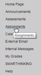 Accessing Assignments To access your course assignments, click Assignments in the Navigation Area.