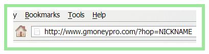Enter your affiliate hoplink into your internet browser s address bar. If you were promoting Google Money Pro you would enter a similar address into your address bar: http://nickname.googlemp.hop.clickbank.