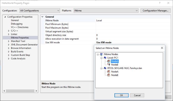 Figure 13: Selecting Node from Visual Studio. 3) Select the node on which you wish to run your program.