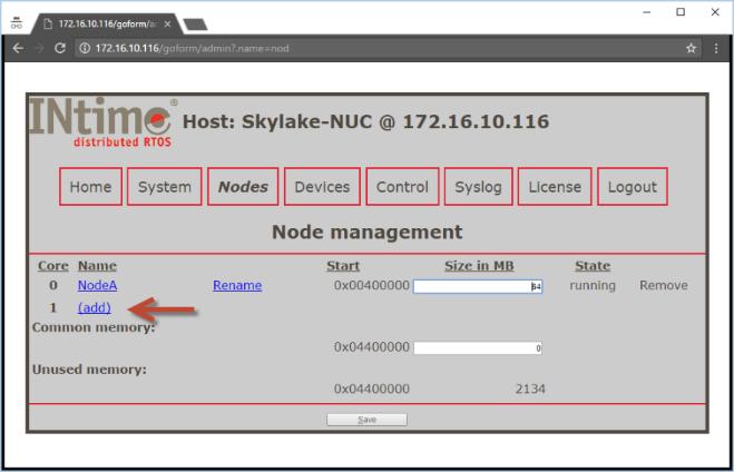 Figure 32: Configure Distributed RTOS Select your node ( Slylake-NUC.TenAsys.