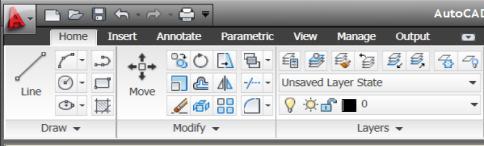 Show Full Ribbon Minimize to Panel Titles Minimize to Tabs Choosing From a Toolbar Prior to AutoCAD 2009, the default user interface was comprised of toolbars and menus.