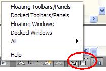 Those with a check mark are visible. To make a toolbar visible, check the toolbar name from the menu. Hover over the gripper edge of toolbar to display the toolbar name.
