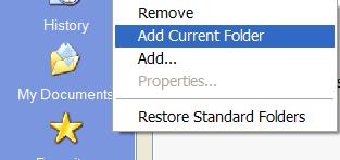 You can create a shortcut to frequently accessed folders by right-clicking in the Folder Shortcuts pane and choosing Add Current Folder.