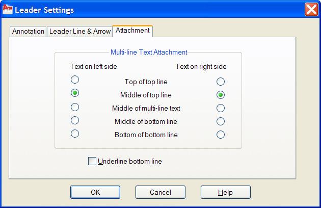 Controlling the Multi-line Text Attachment When Mtext has been selected as the Annotation Type the Attachment tab will be visible.