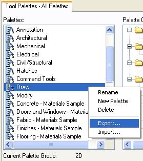 Tool Palettes are not part of the menu and if you delete a Tool Palette, it is gone forever unless you Export it.