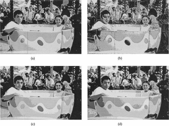 GRAY-LEVEL REDUCTION 347 FIG. 9. Images obtained using (a) contour, (b) Kirsch, (c) min, and (d) max spatial features.