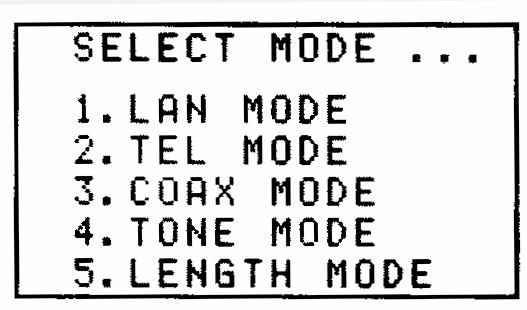 4 MODE SELECTION Use the UP /DOWN NAVIGATION keys to select one of the five operating modes shown on the main menu screen (shown opposite) OR Press one of the five blue coloured Mode Selection