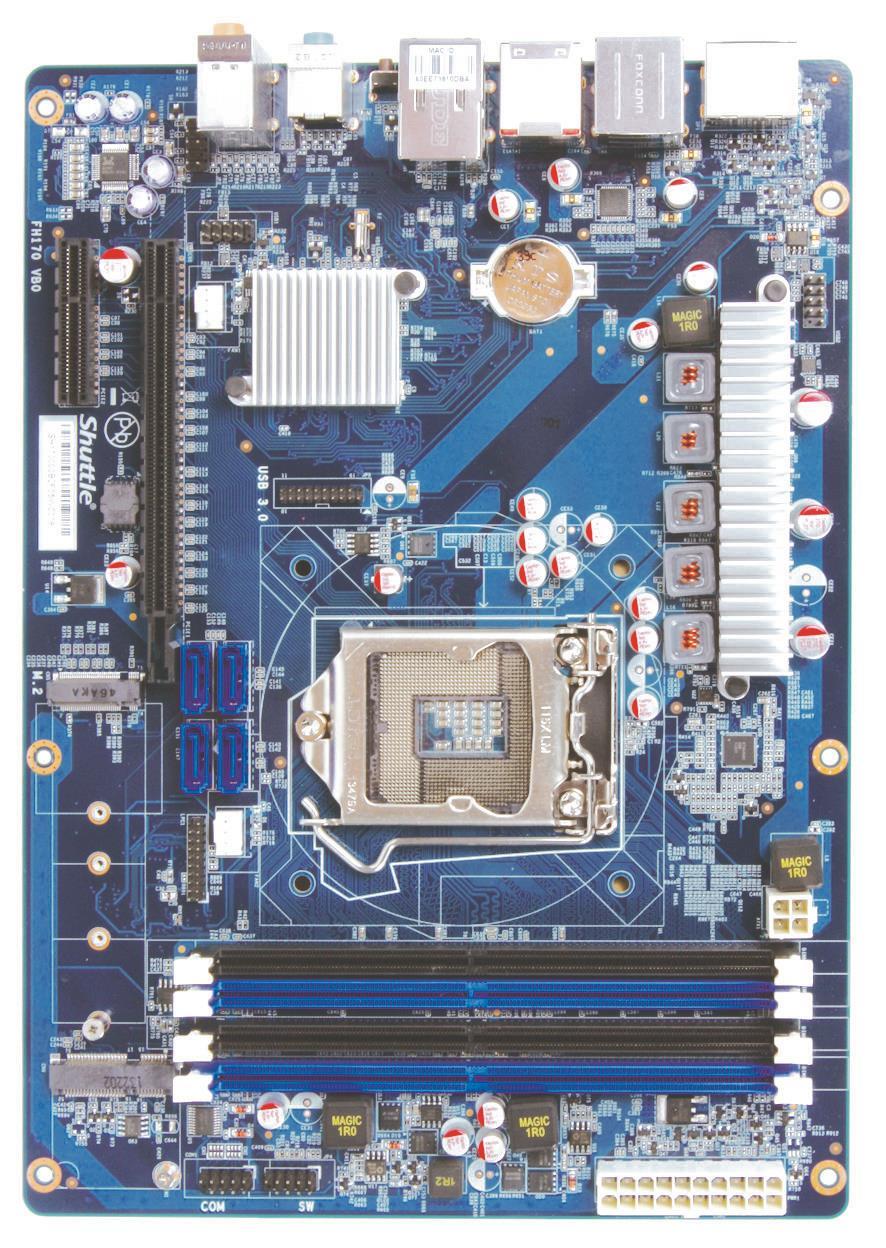 Shuttle Workstation R61710S Mainboard Front Audio Header Front USB 2.0 Header Intel Z170 Chipset PCIe X4 Slot PCIe X16 Slot Front USB 3.0 Header 4x Serial-ATA 3.0 M.