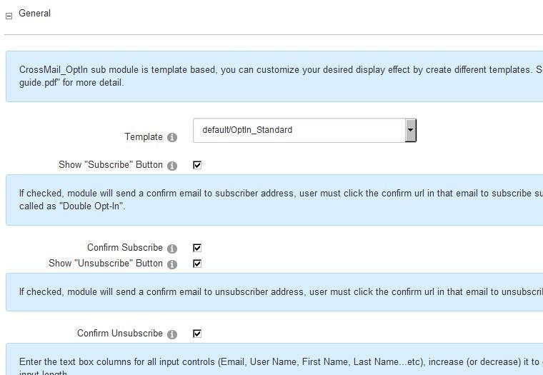http://dnnmodule.com/ Page 14 of 16 CrossMail_Opt-In sub module, to allow user to enter related value while subscribe. 8. How to write template 8.