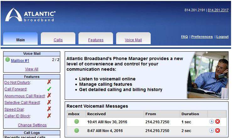 Your Phone Manager You can listen to any Voicemail messages you have right from this screen by clicking the button to the left of the.