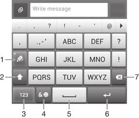 To change the Gesture input settings 1 When you enter text using the on-screen keyboard, tap. 2 Tap, then tap Keyboard settings. 3 Tap Text input settings. 4 Mark or unmark the Gesture input checkbox.