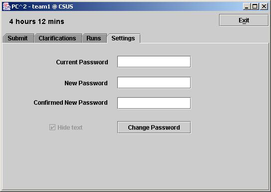 Changing Your Password To change your PC 2 password, click on the Settings tab on the Main screen.