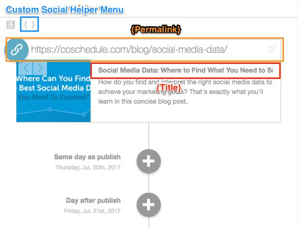 SOCIAL HELPERS Social Helpers: Are reusable tags that will automatically be replaced with your specified content when social messages are sent. Allow you to easily reuse content in multiple messages.