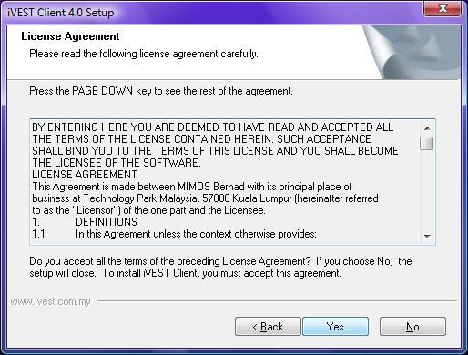 5. The License Agreement dialog box will appear.