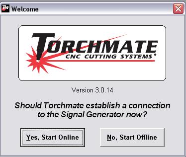 Launch Torchmate 3 Torchmate 3 is the software used to control the plasma cutter.