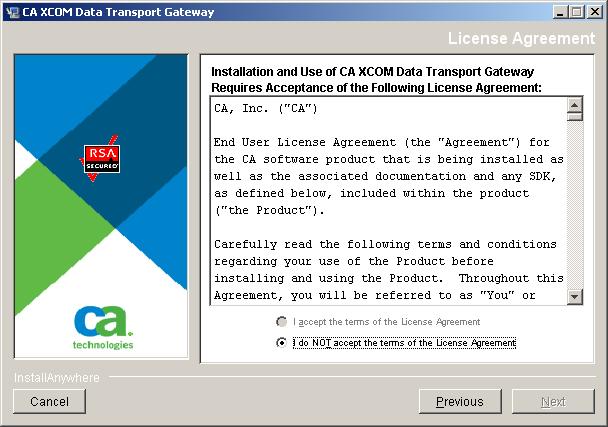 Installer Dialogs 2. Read the introductory text, and then click Next. The License Agreement dialog opens: 3. Read the license agreement in full.