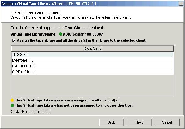 If you want to assign tape drives in the library individually, select the checkbox for that option.