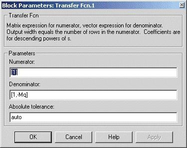 6 Open the parameter dialog box for the Discretized Transfer Fcn block.