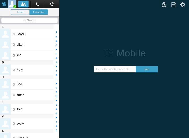 Figure 1-4 TE Mobile home screen (on an Android tablet) 1.