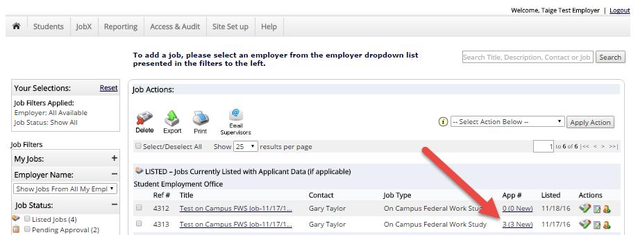 Manage Applicants You may hire an online applicant by clicking the View Applicants link next to the