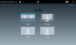 27 Conference Calls with Multiple Participants Manage Conference Call Layout About Layout Options To change the existing layout on your video screen, tap Layout, as outlined.