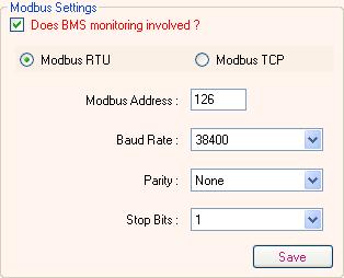 If this is the case, check the checkbox in the top left corner of the Modbus Settings section to display the settings. Be sure that the Web Monitoring Settings checkbox is unchecked.