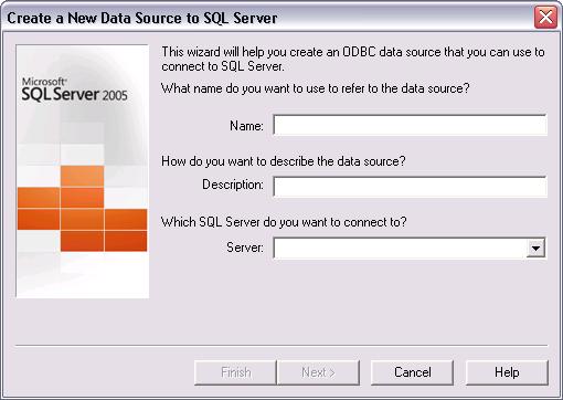 Creating System, Company, and Portal Databases 3. Select SQL Server Native Client 11, and then click Finish. The Create A New Data Source To SQL Server form appears: 4.