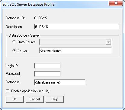 Setting Up Company and System Databases 7. Fill in the fields on the Edit Database Profile form that appears: a.