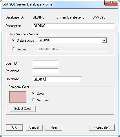 Setting Up Company and System Databases 4. In the Database ID field, enter the name of the DSN you created for the company database.