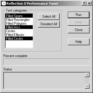 Reflection X Utilities 157 You only need to run the Performance Tuner again if the machine configuration changes. Click Tools > Performance Tuner to open the Reflection X Performance Tuner dialog box.