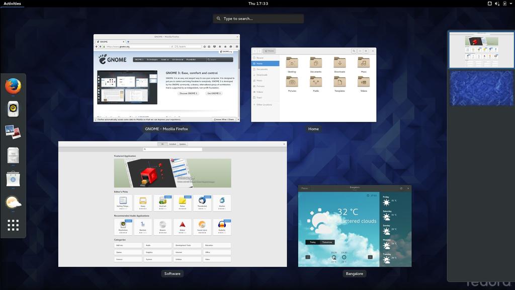 Gnome (GNU Network Object Model Environment) Desktop environment that is composed of free software.