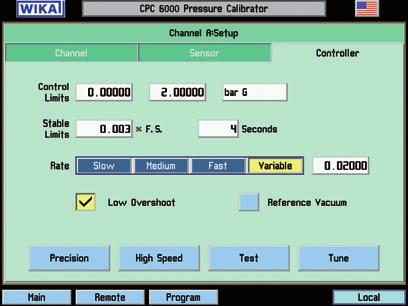 General settings via SETUP menu for channel A 1 Definition of control limits to protect test item 2 Definition of stable-flag 1 2 3 3 Change of module-control performance Precision control: