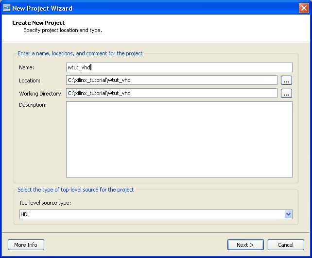 Getting Started Creating a New Project To create a new project using the New Project Wizard, do the following: 1. From Project Navigator, select File > New Project. The New Project Wizard appears.