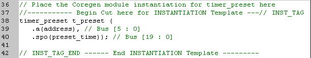 Design Entry Verilog Flow To instantiate the CORE Generator software module using a Verilog flow, do the following: 1. In Project Navigator, double-click stopwatch.